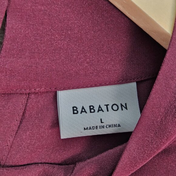 NWT Aritzia Babaton CAHUN Rich Maroon Silk Viscose Shirt w/ Shoulder Pads Size L - Picture 4 of 16